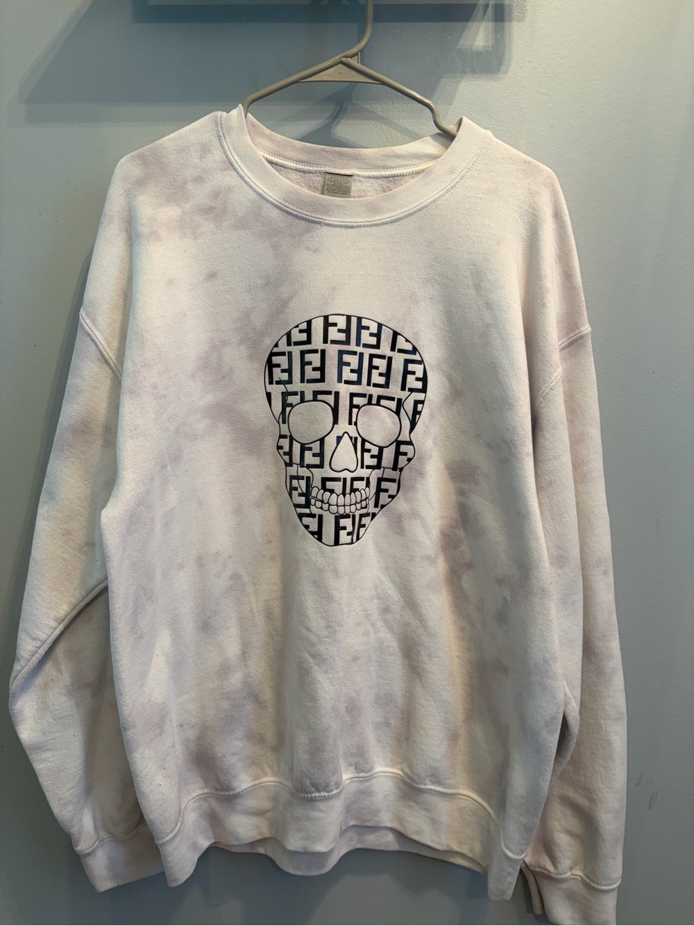 Women’s White Graphic Skull Crewneck Sweater